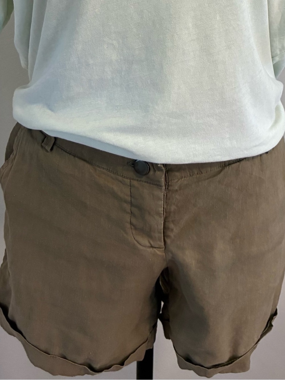 Olive Green/Khaki linen shorts from Just living. Size S.